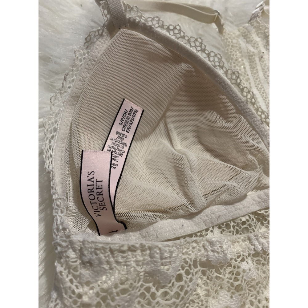 victoria secret small sexy bralette white lightly lined racerback floral pattern - Picture 8 of 9